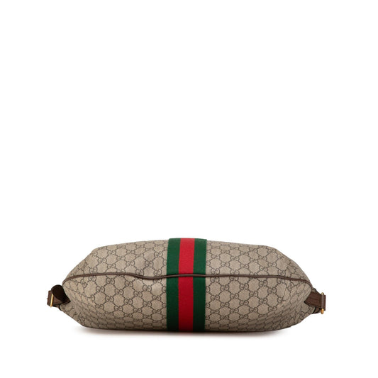 Gucci Large GG Supreme Web Ophidia Half Moon Hobo