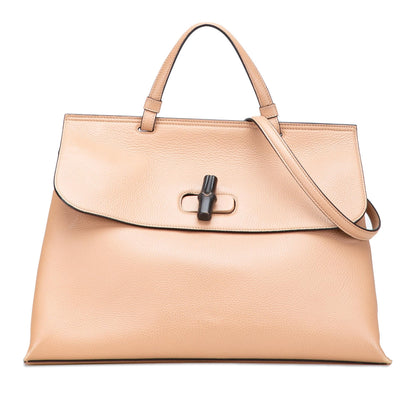 Gucci Large Leather Bamboo Daily Satchel