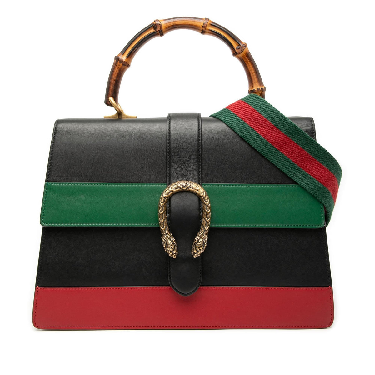 Gucci Large Leather Bamboo Dionysus Web Satchel