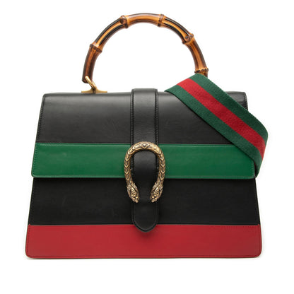 Gucci Large Leather Bamboo Dionysus Web Satchel