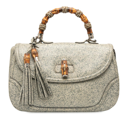 Gucci Large Speckled Leather New Bamboo Top Handle Bag