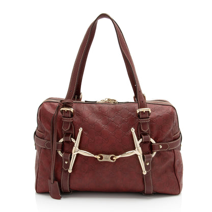 Gucci Guccissima Leather 85th Anniversary Horsebit Boston Bag (SHF-6tFCDk)