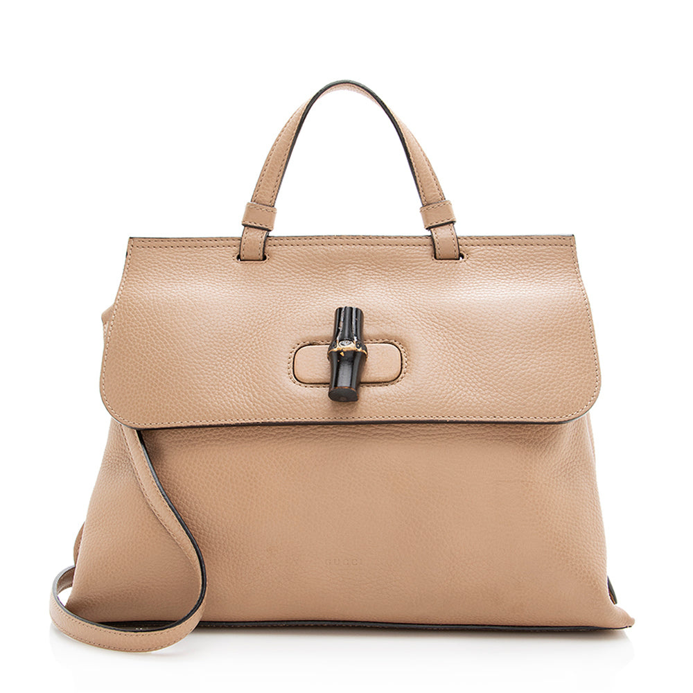 Gucci Leather Bamboo Daily Medium Satchel (SHF-19700)