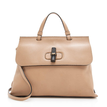 Gucci Leather Bamboo Daily Medium Satchel (SHF-19700)