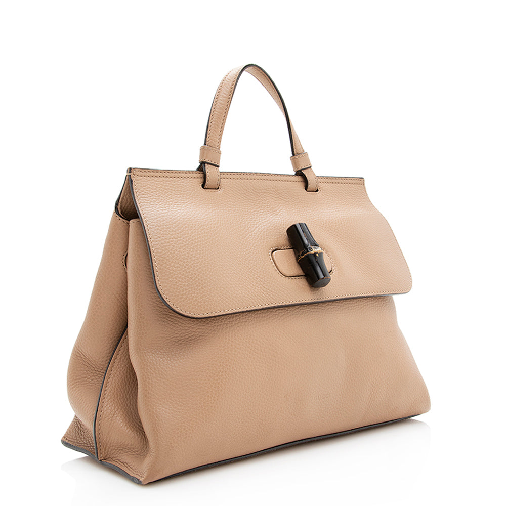 Gucci Leather Bamboo Daily Medium Satchel (SHF-19700)