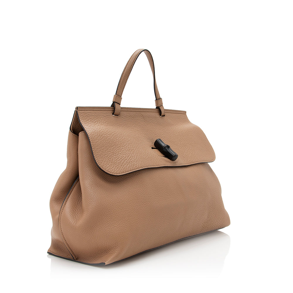 Gucci Leather Bamboo Daily Large Satchel (SHF-20630)