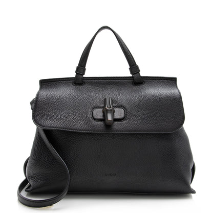 Gucci Leather Bamboo Daily Medium Satchel (SHF-22594)
