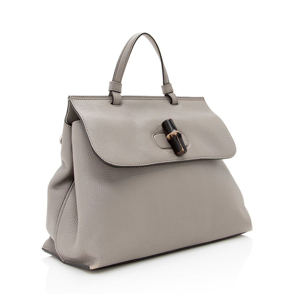 Gucci Leather Bamboo Daily Medium Satchel (SHF-21285)