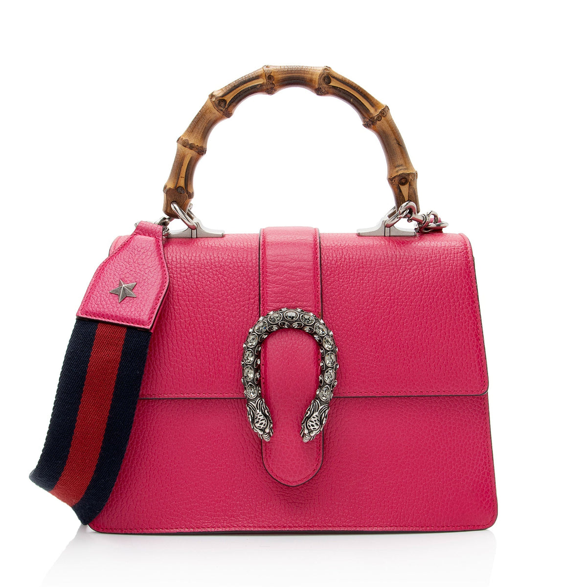 Gucci Leather Crystal Bamboo Dionysus Medium Top Handle
