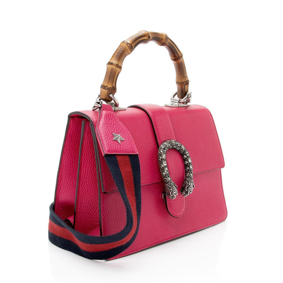 Gucci Leather Crystal Bamboo Dionysus Medium Top Handle