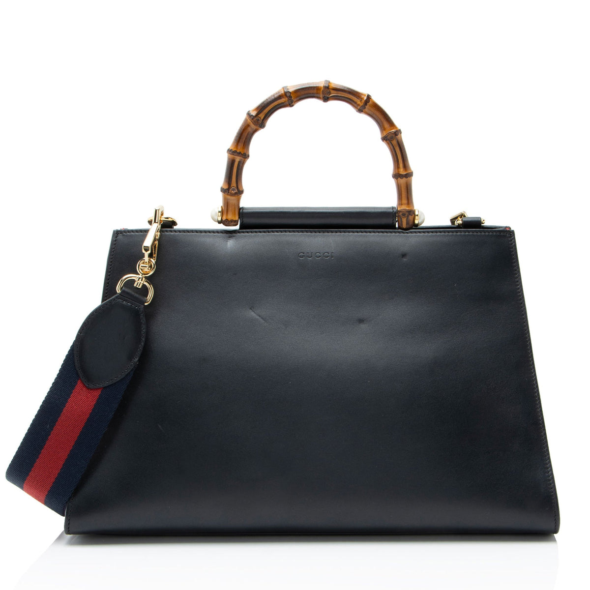 Gucci Leather Bamboo Nymphaea Medium Top Handle