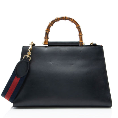 Gucci Leather Bamboo Nymphaea Medium Top Handle
