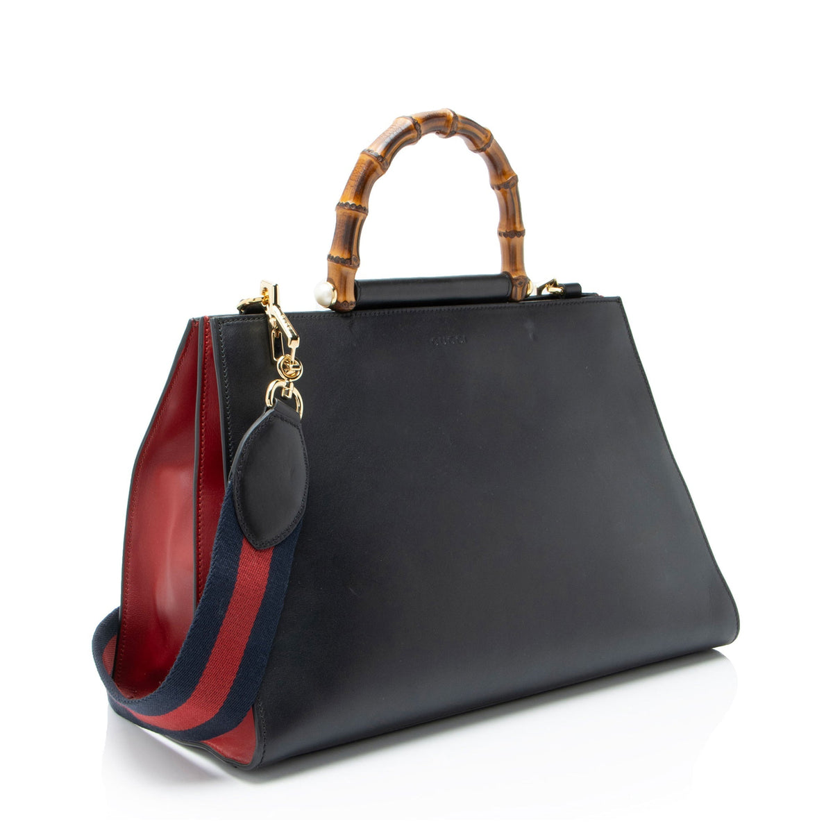 Gucci Leather Bamboo Nymphaea Medium Top Handle
