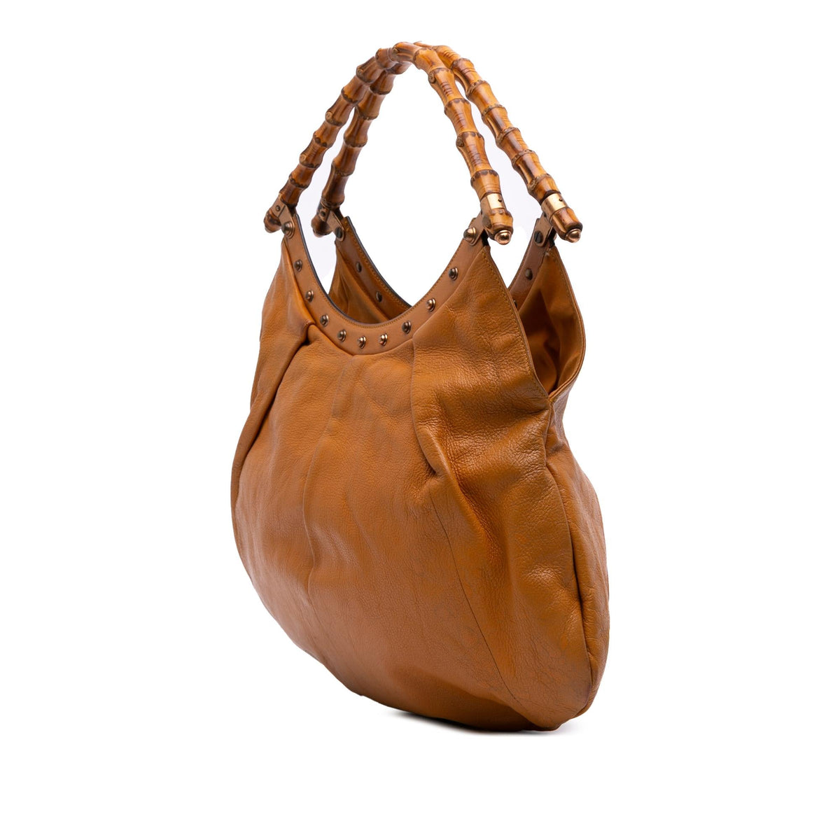 Gucci Leather Bamboo Studded Hobo