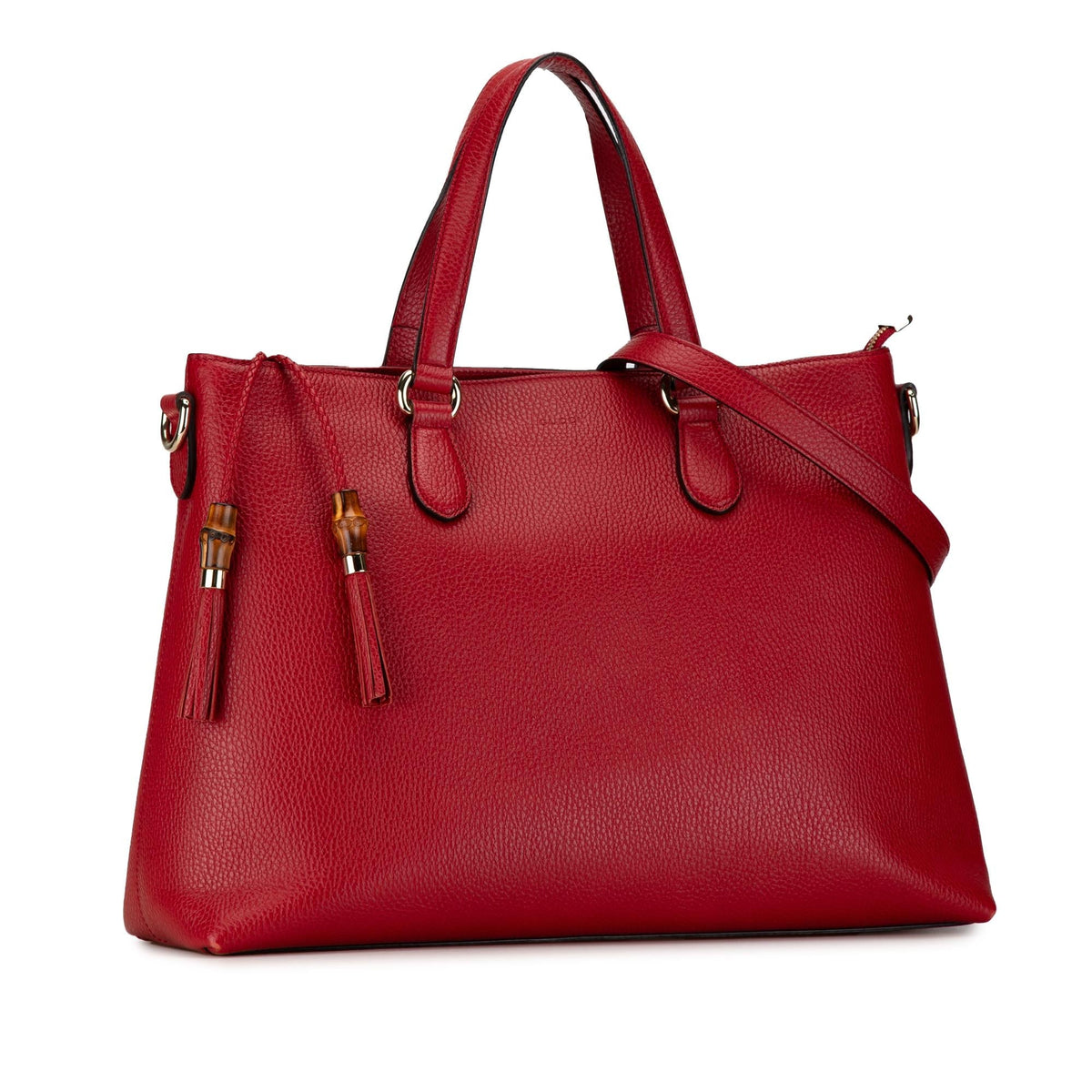 Gucci Leather Bamboo Tassel Satchel (SHG-thibsC)