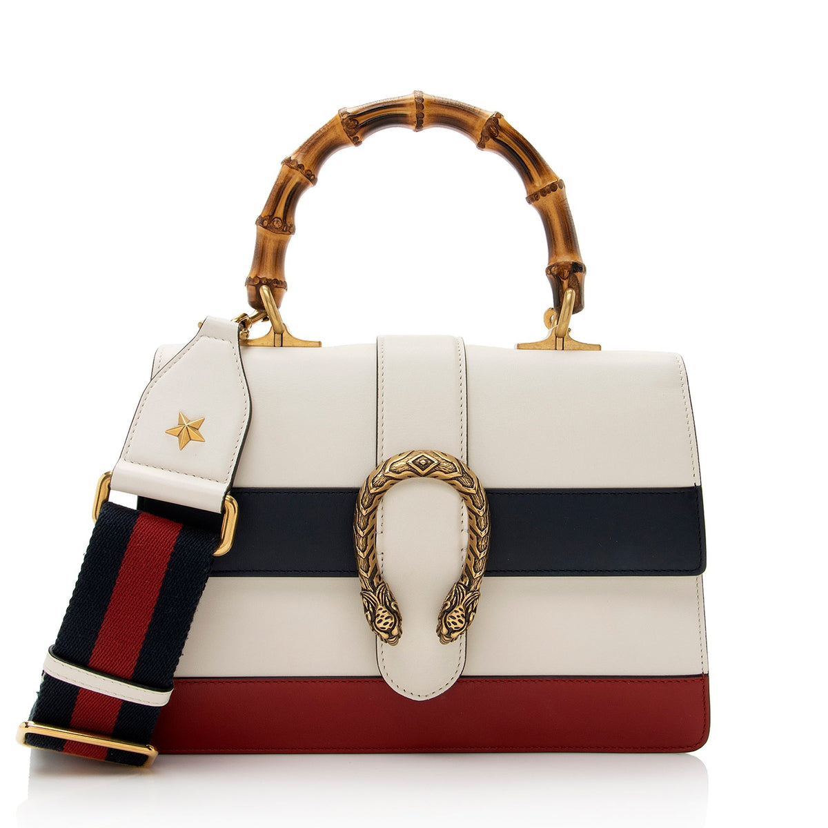Gucci Leather Borsa Dionysus Top Handle Medium Satchel (SHF-22200)