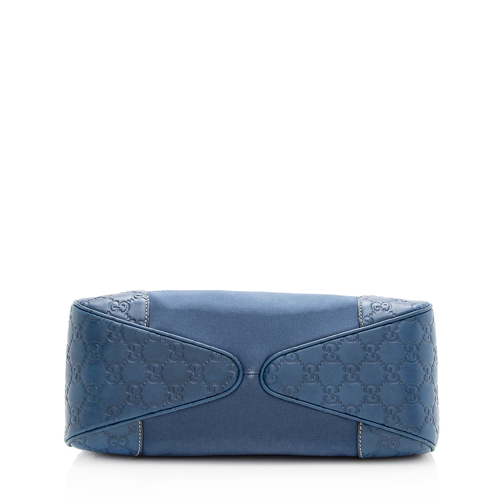 Gucci Leather Canvas Guccissima Hobo (SHF-19702)