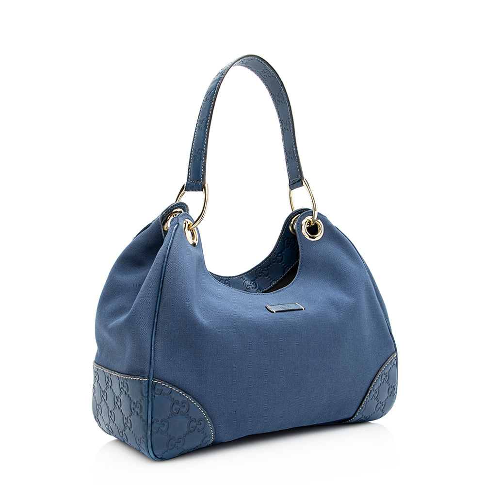Gucci Leather Canvas Guccissima Hobo (SHF-19702)