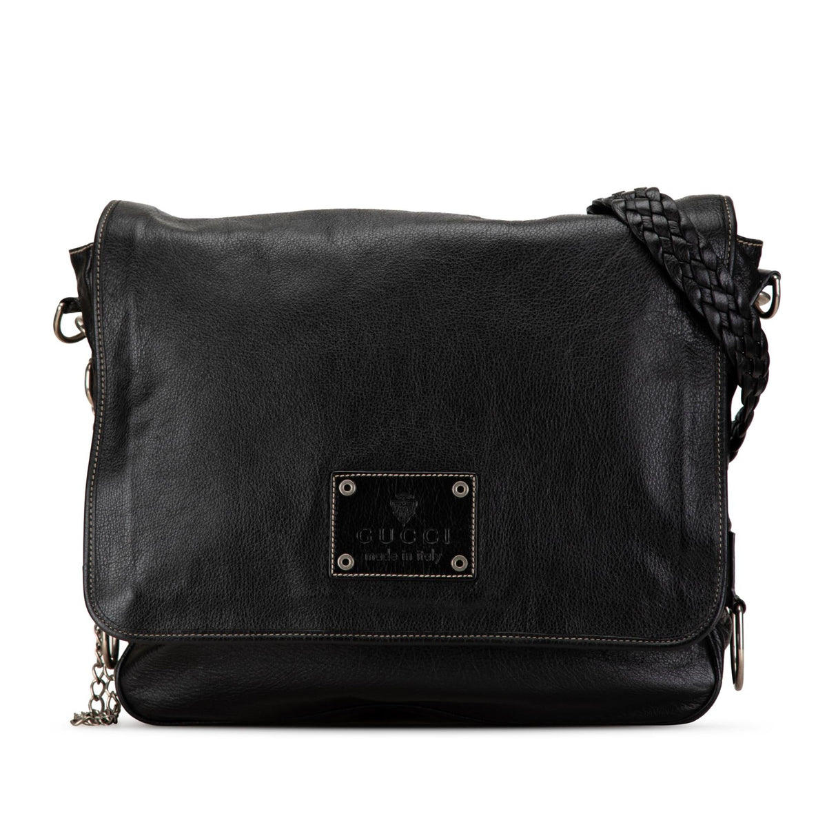 Gucci Leather Crest Chain Messenger Bag (SHG-FgBsnS)