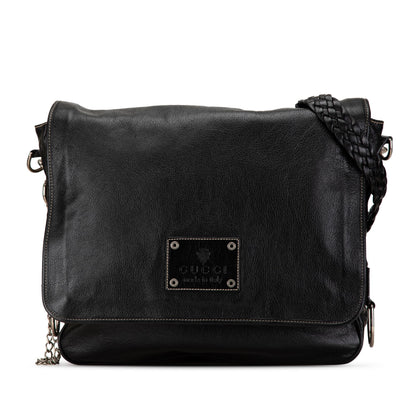 Gucci Leather Crest Chain Messenger Bag (SHG-FgBsnS)