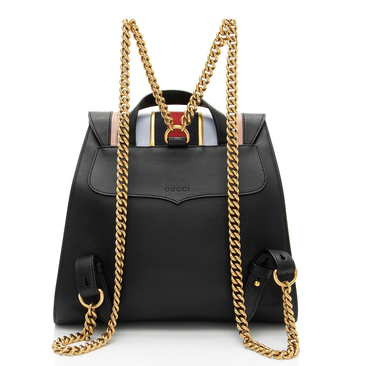 Gucci Leather GG Marmont Web Heart Star Flap Chain Backpack