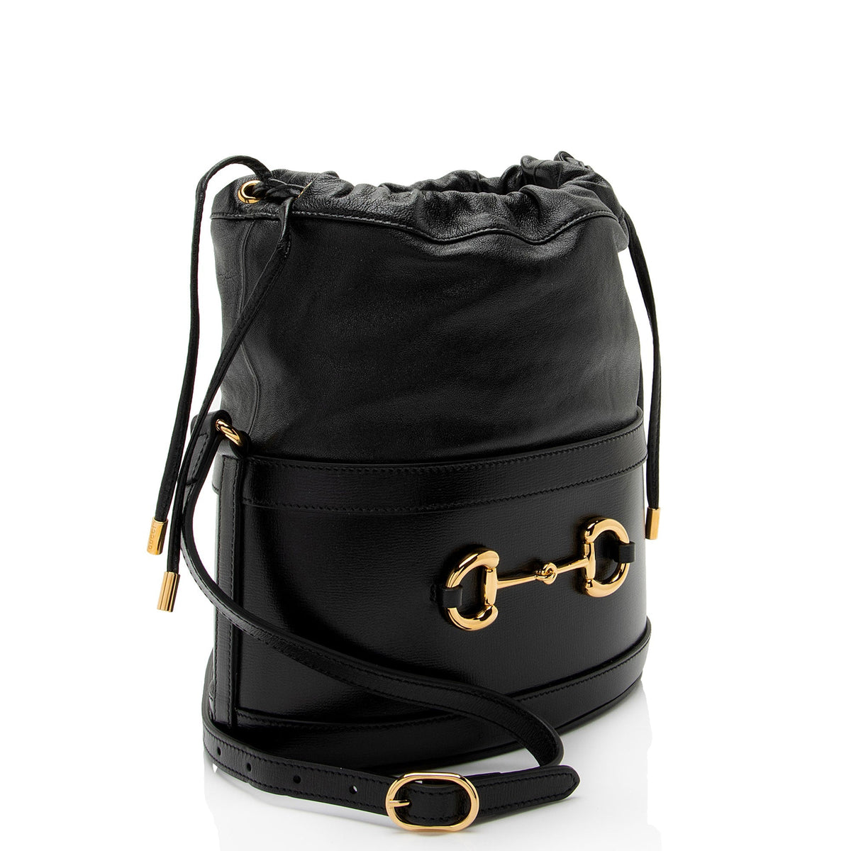 Gucci Leather Horsebit 1955 Drawstring Bucket Bag (SHF-gQJSRI)