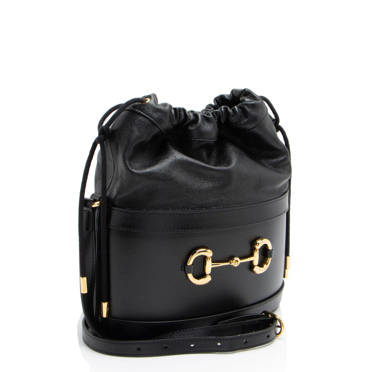Gucci Leather Horsebit 1955 Drawstring Bucket Bag (SHF-LUUWQJ)