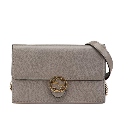 Gucci Leather Interlocking G Dollar Wallet on Chain