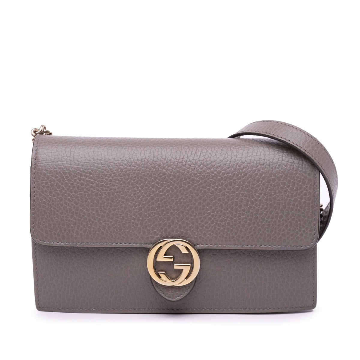 Gucci Leather Interlocking G Dollar Wallet on Chain