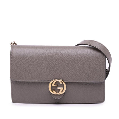 Gucci Leather Interlocking G Dollar Wallet on Chain
