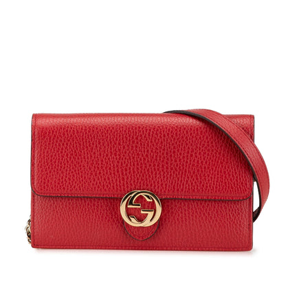 Gucci Leather Interlocking G Dollar Wallet on Chain