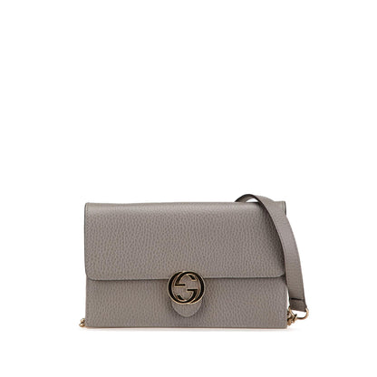 Gucci Leather Interlocking G Dollar Wallet on Chain