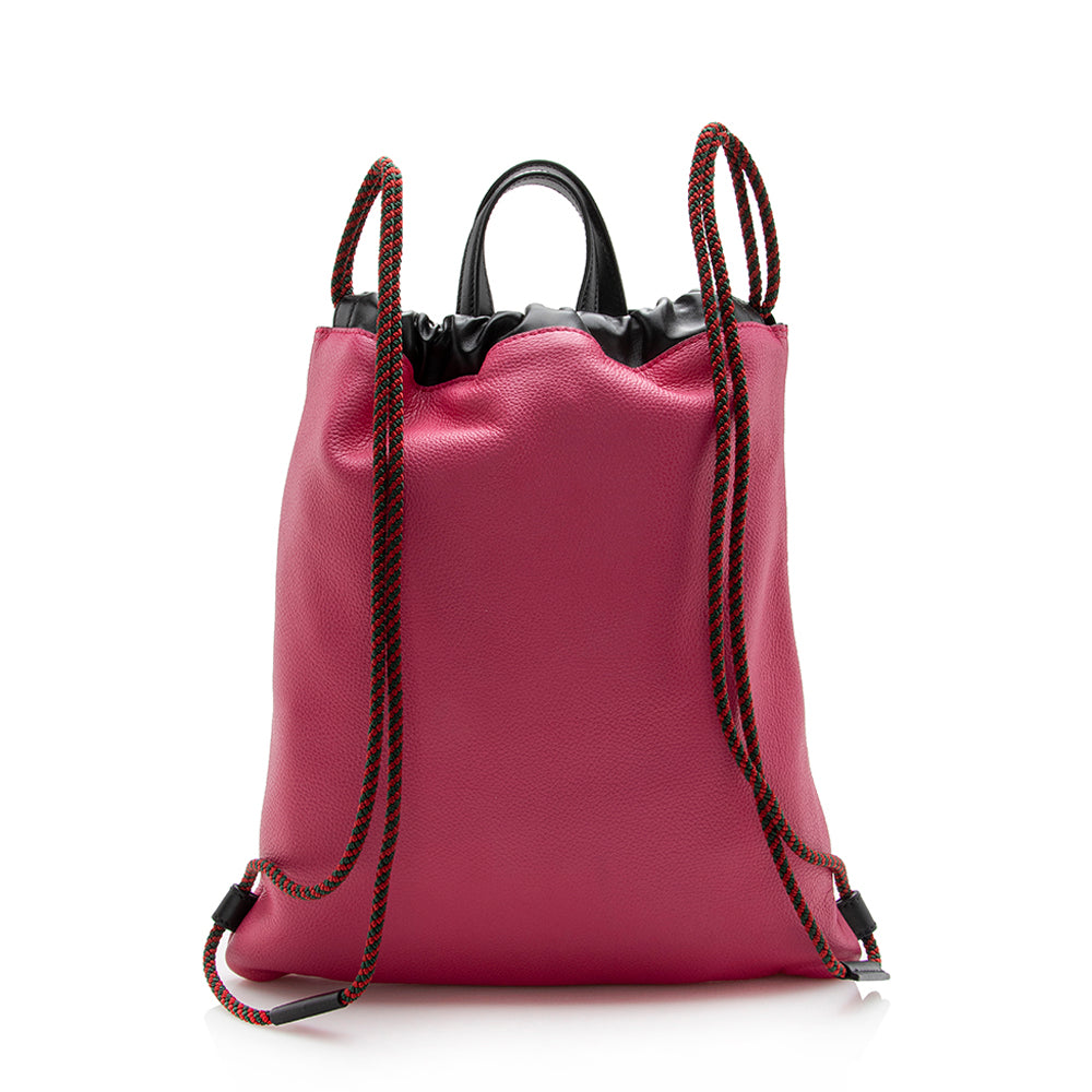 Gucci Leather Logo Drawstring Backpack (SHF-13243)
