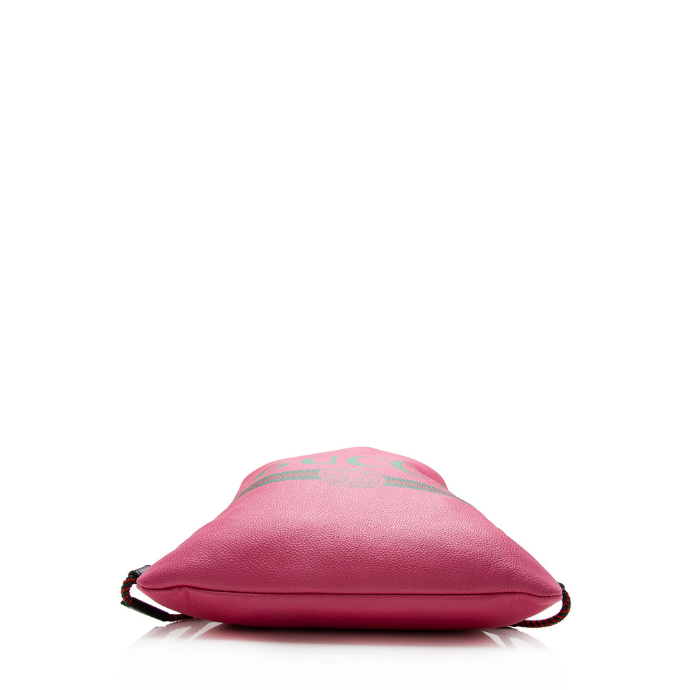 Gucci Leather Logo Drawstring Backpack (SHF-13243)