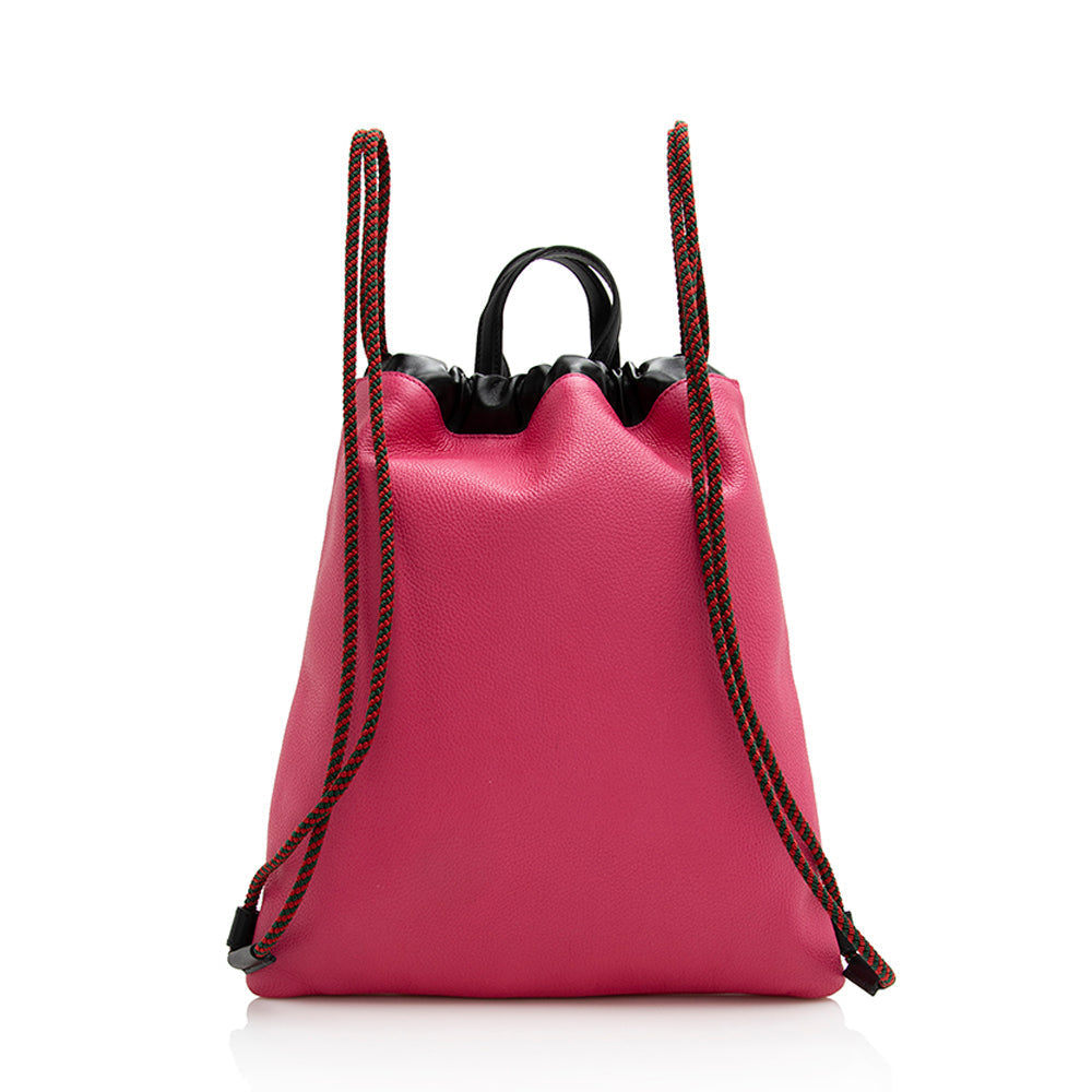 Gucci Leather Logo Drawstring Backpack (SHF-21880)