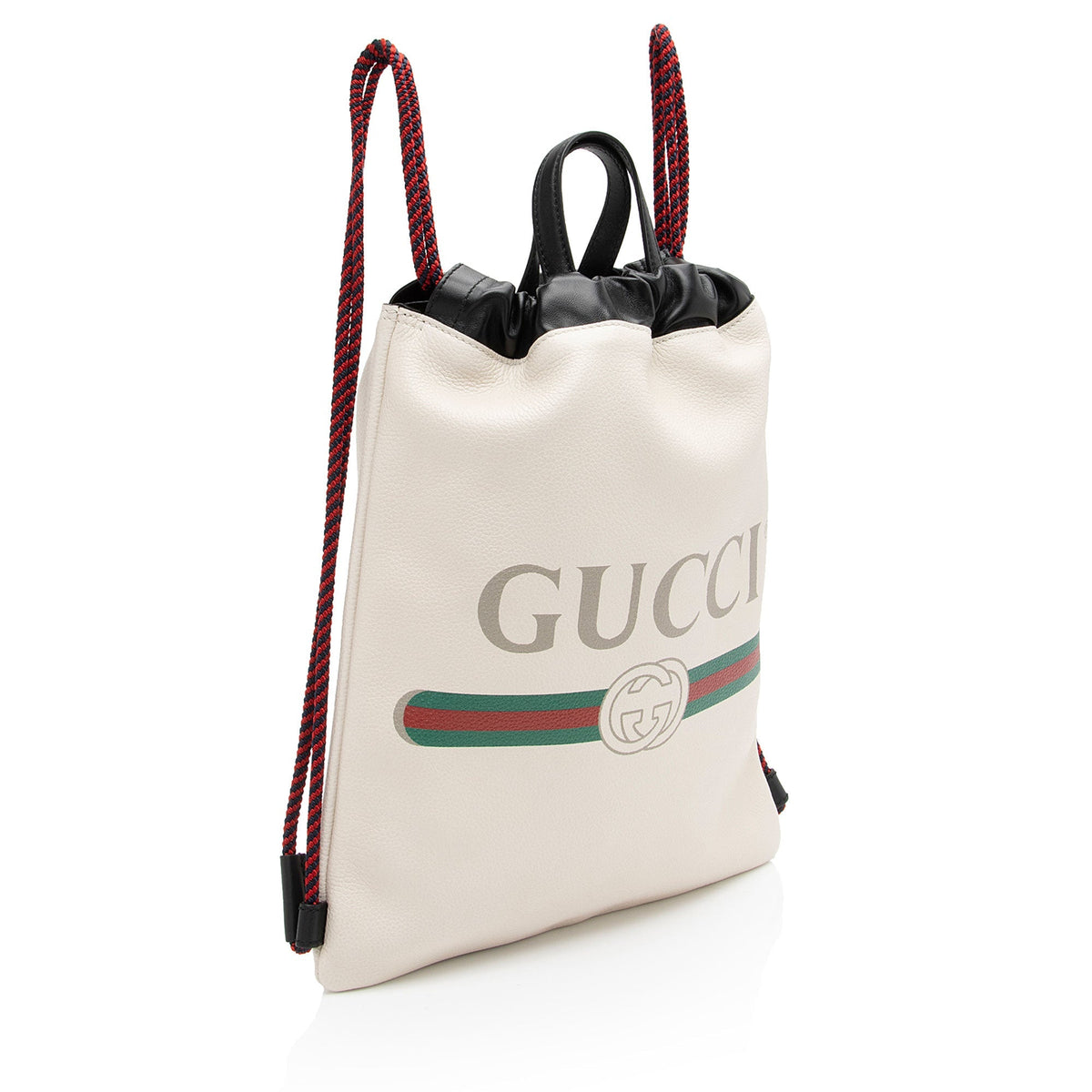 Gucci Leather Logo Drawstring Backpack (SHF-8PDv2U)