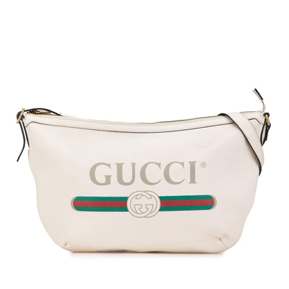 Gucci Leather Logo Half Moon Crossbody