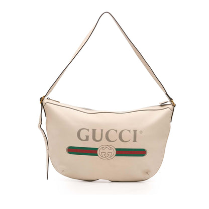 Gucci Leather Logo Half Moon Crossbody