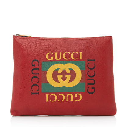 Gucci Leather Logo Zip Pouch (SHF-22192)