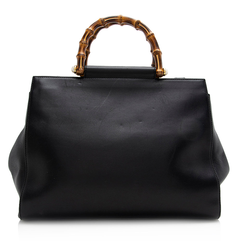 Gucci Leather Nymphaea Top Handle Medium Satchel (SHF-21345)