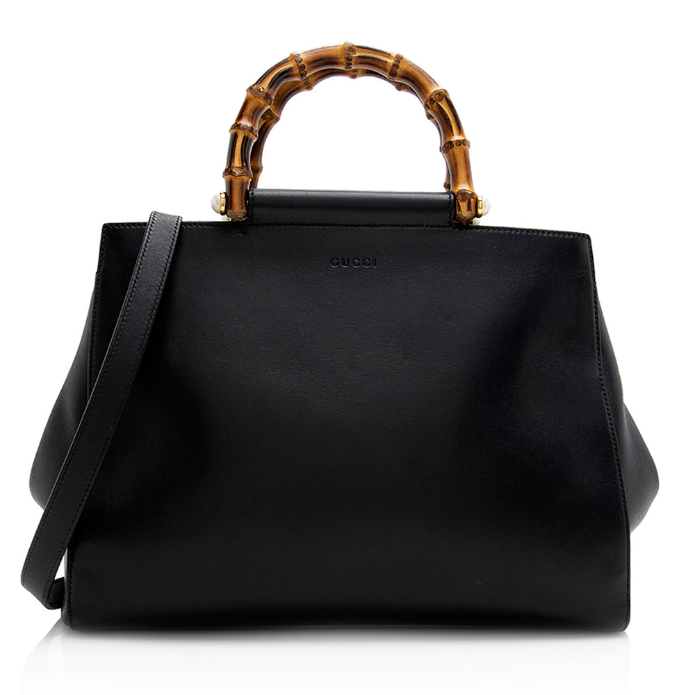 Gucci Leather Nymphaea Top Handle Medium Satchel (SHF-21345)