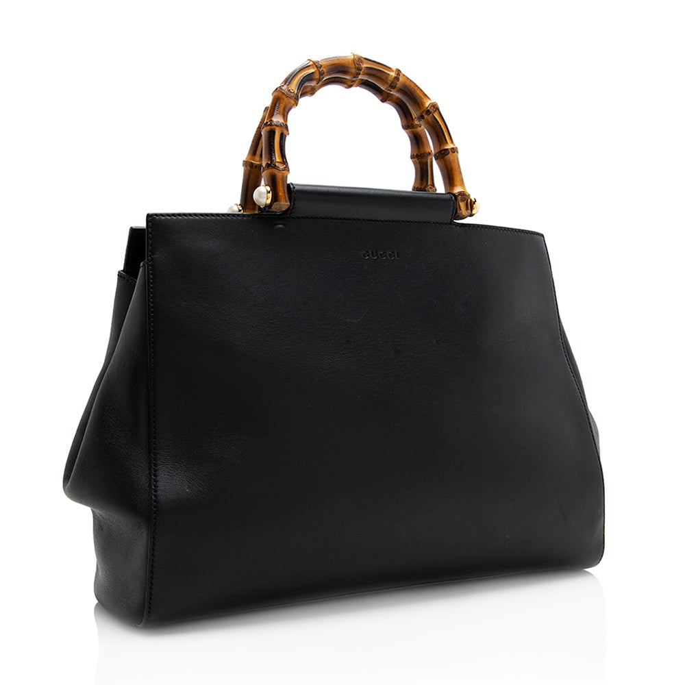 Gucci Leather Nymphaea Top Handle Medium Satchel (SHF-21345)