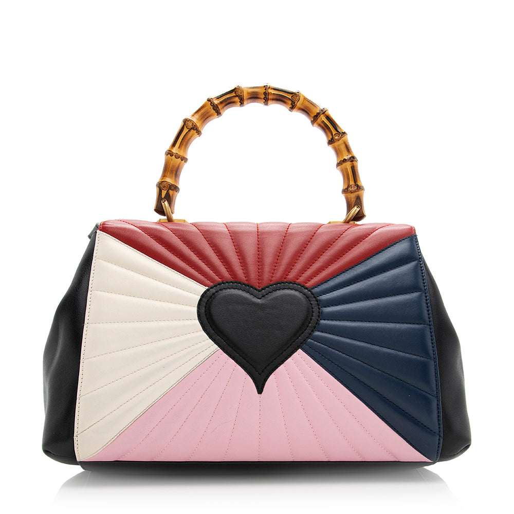Gucci Leather Queen Margaret Bamboo Top Handle Satchel (SHF-20613)