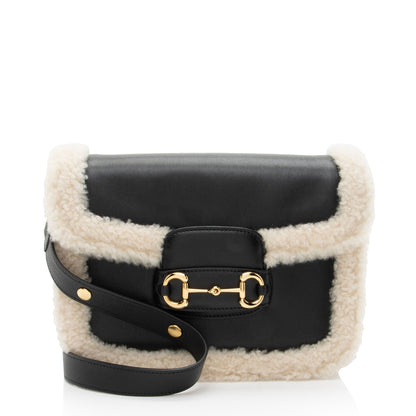 Gucci Leather Shearling Horsebit 1955 Small Bag