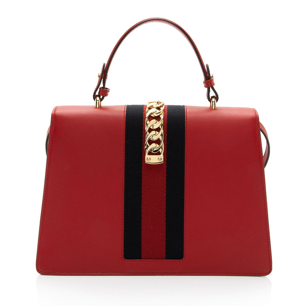 Gucci Leather Sylvie Top Handle Medium Satchel (SHF-BlCZi9)