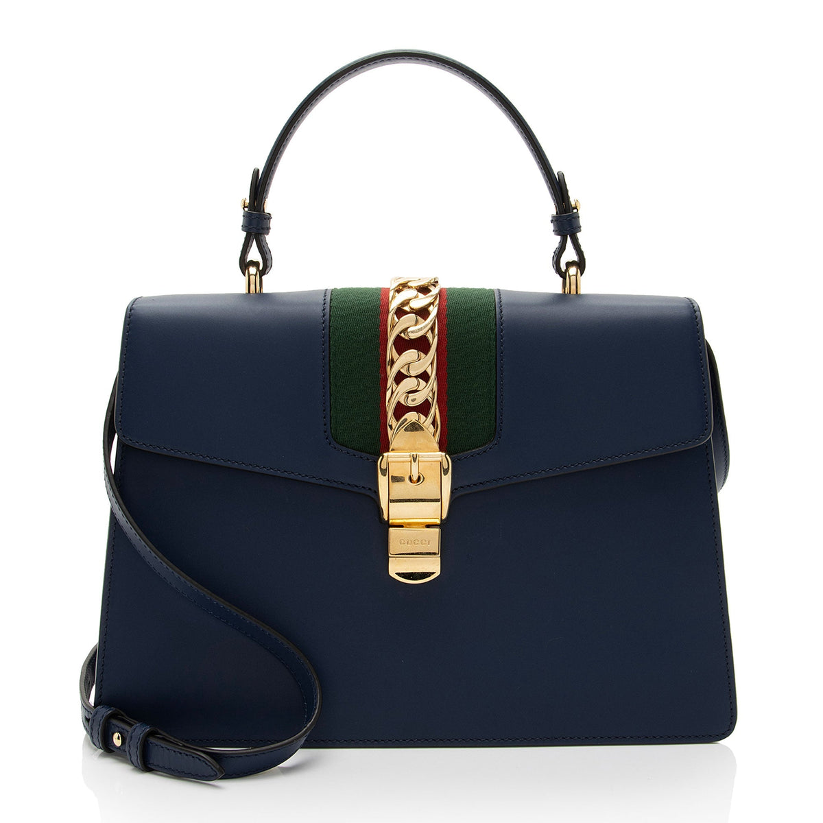 Gucci Leather Sylvie Medium Top Handle (SHF-s5Ji15)