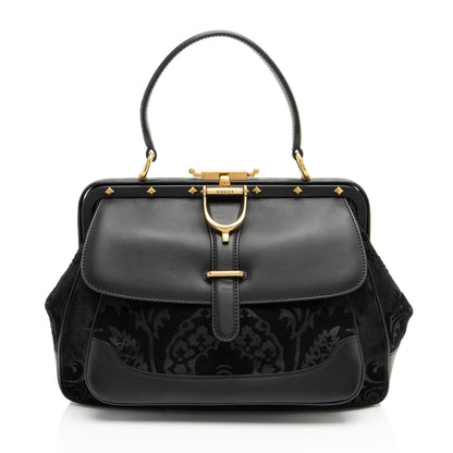 Gucci Leather Velvet Lady Stirrup Top Handle