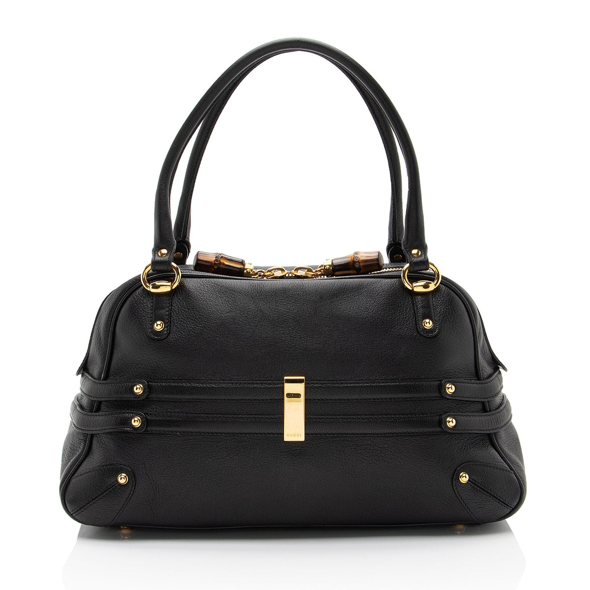 Gucci Leather Bamboo Horsebit Wave Satchel (SHF-Ka9DSr)