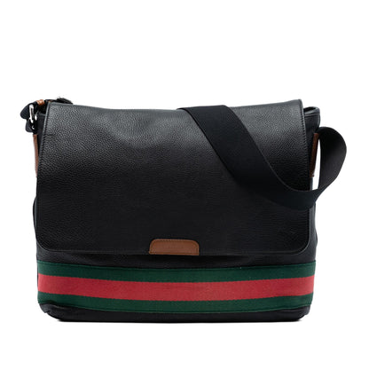 Gucci Leather Web Messenger Bag