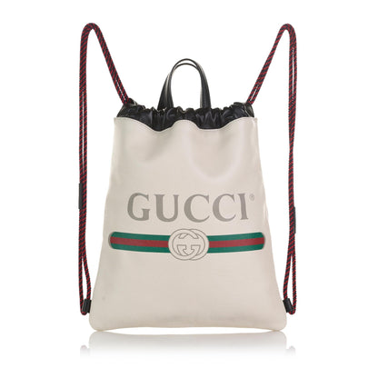 Gucci Logo Drawstring Backpack (SHG-Vl8urK)